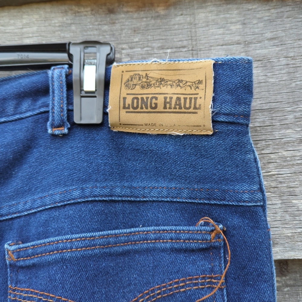 Vintage Long Haul Mens Full Cut Jeans 48x28.5 Blue Dark Wash Made USA